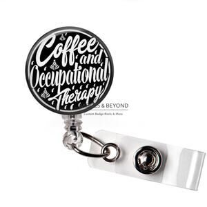 ☕🖐️ Coffee & Occupational Therapy Badge Reel | OT Retractable ID Holder